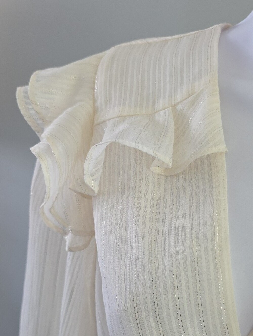 Express Cream Ruffle Wrap-Front Blouse - Picture 3 of 7